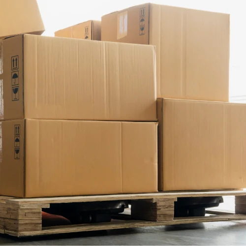 Pallet of boxes ready for in-store pickup at M5 Winchester Feed.